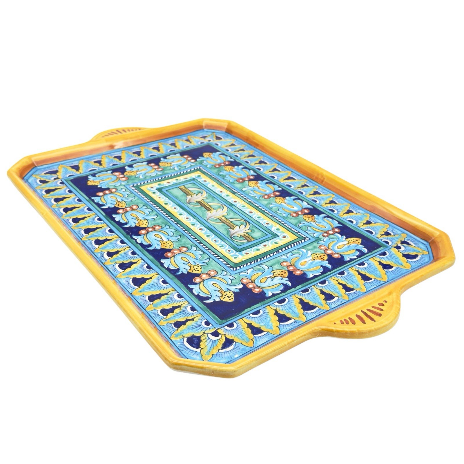 Italian Deruta Majolica Pottery Platter Hand Painted Rectangular Serving Tray