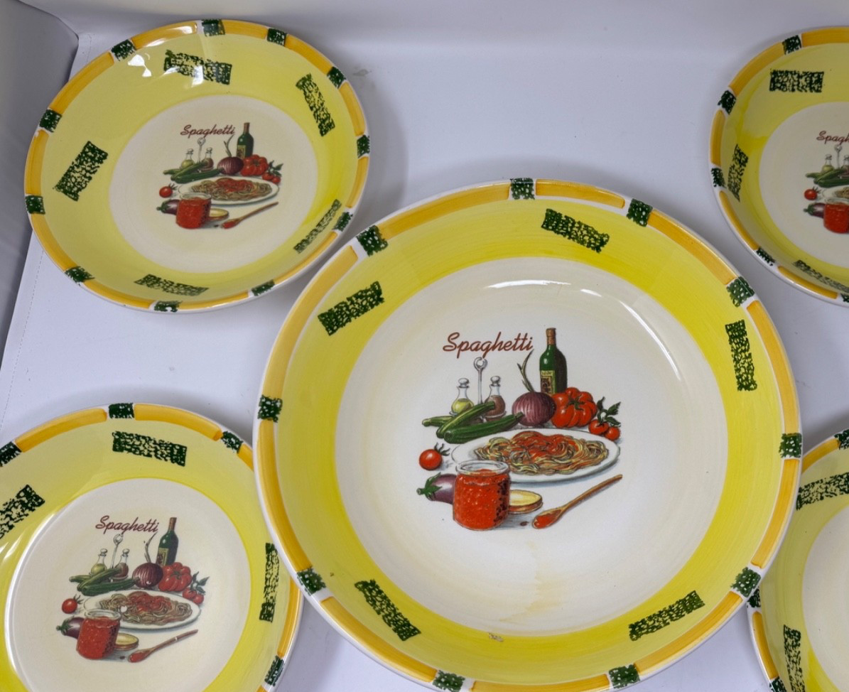 Italian Pasta Spaghetti Set – 4 Bowls + Lg Serving Bowl C. M. S. IMTRADA Italy