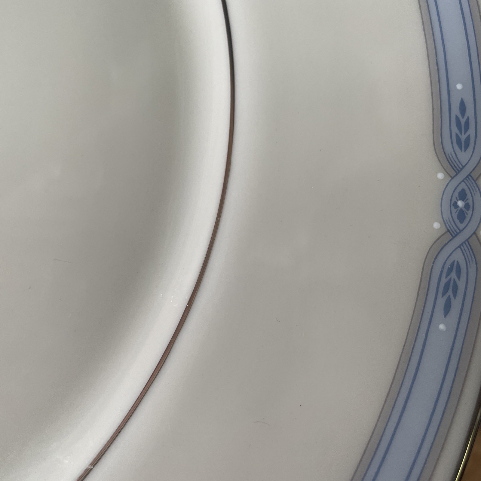 LENOX Courtland Dinner Plate Set Of Four Blue Gray Band Platinum Trim 10.75″ USA