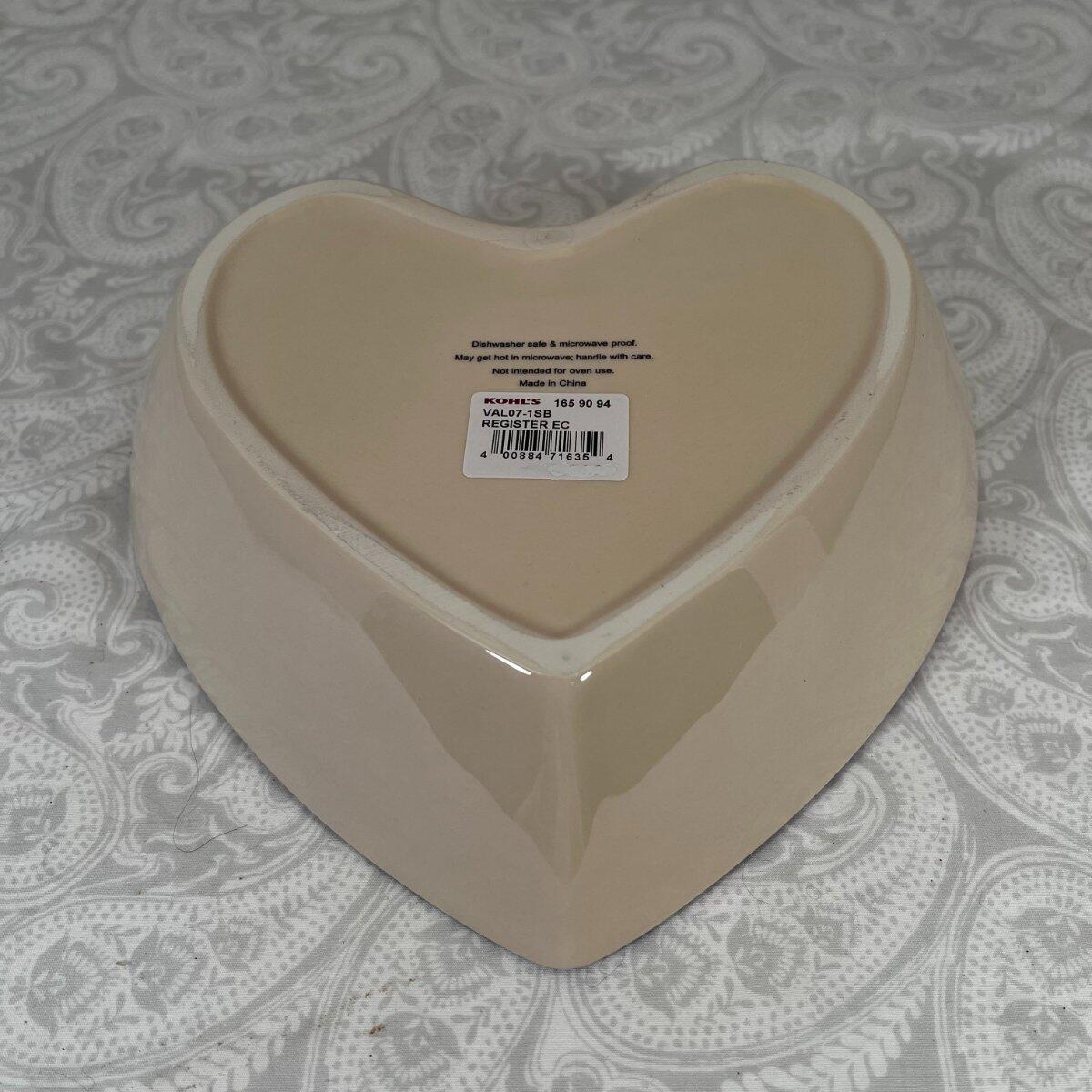 Valentines Conversation Candy Hearts Shaped 9″ Ceramic Serving Bowl Candy Snack