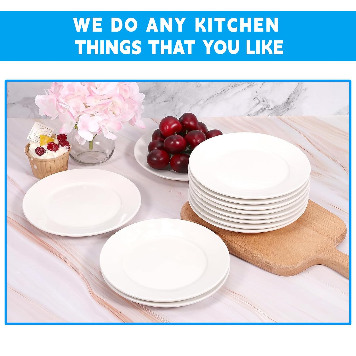 12 Pcs Porcelain Dessert Plates, 6 Inch White Appetizer Plates, Ceramic Salad…