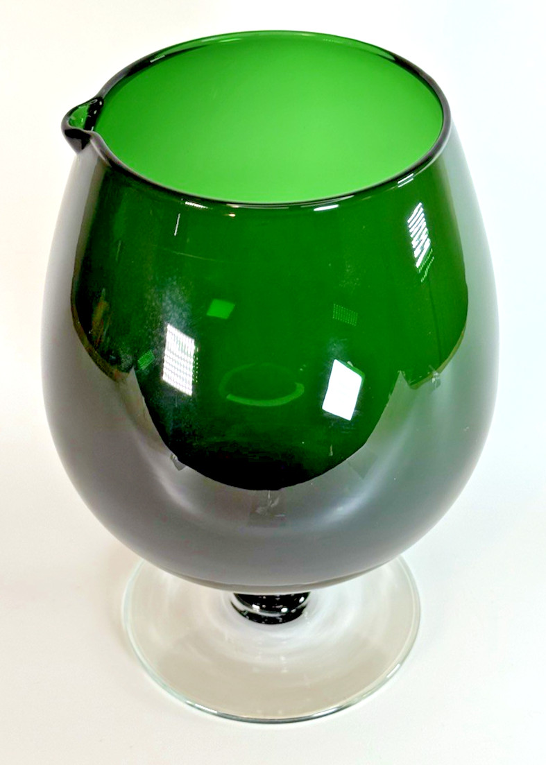 Beautiful Hand Blown Dark Green Footed Barware 48oz Pitcher