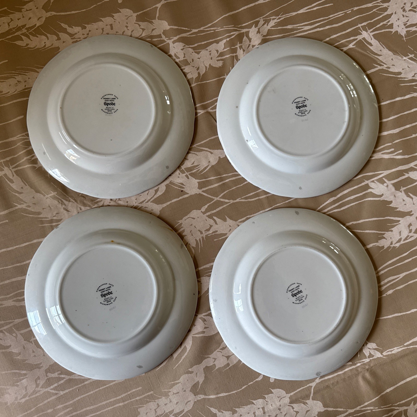 Spode Penny Lane Daisy White 7.5 Inches Salad Plates Blue Floral Set of 4 Rare