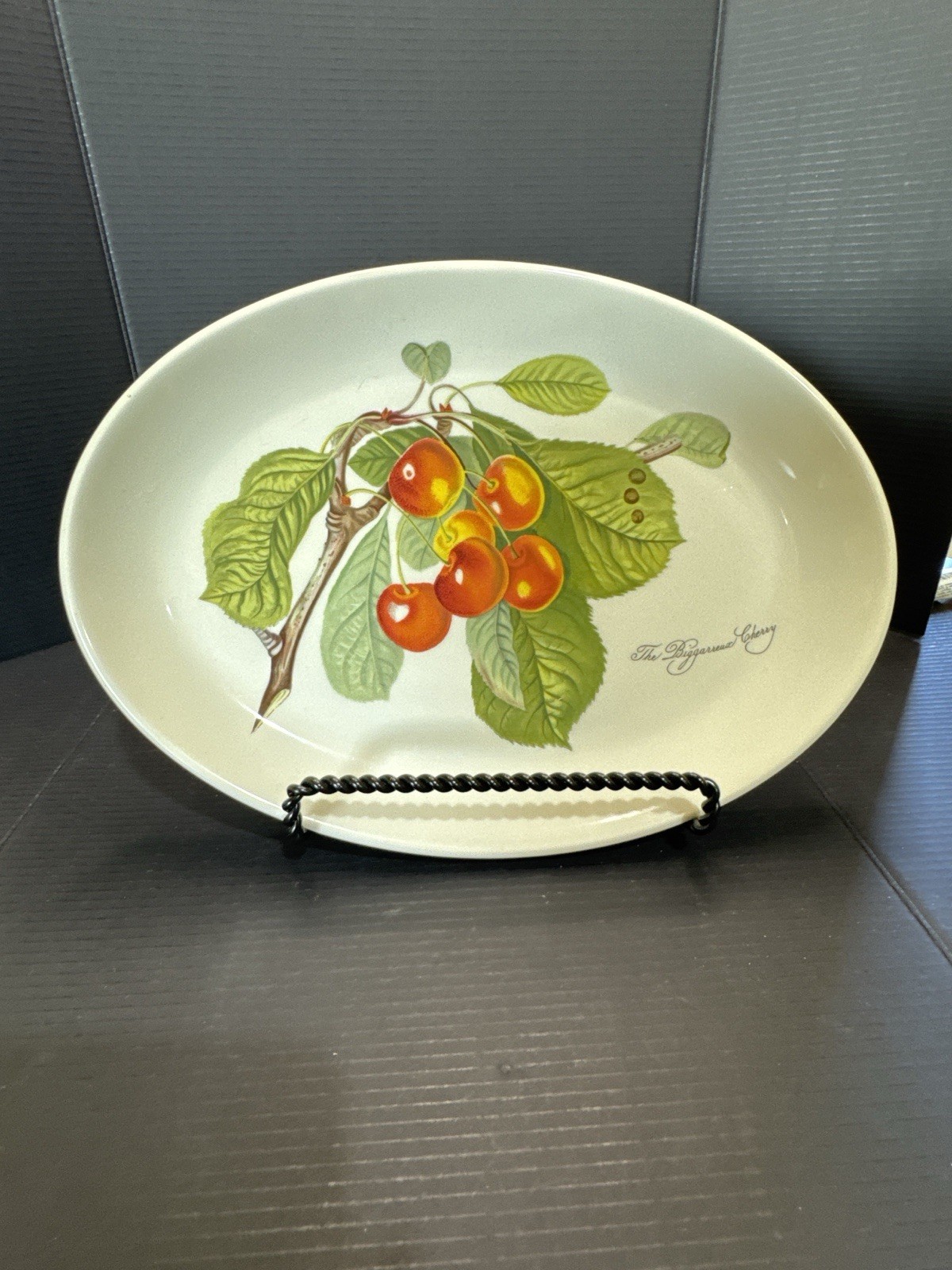 PORTMEIRION POMONA 11″ BIGGARREUX CHERRY OVAL PLATTER ENGLAND – MINT