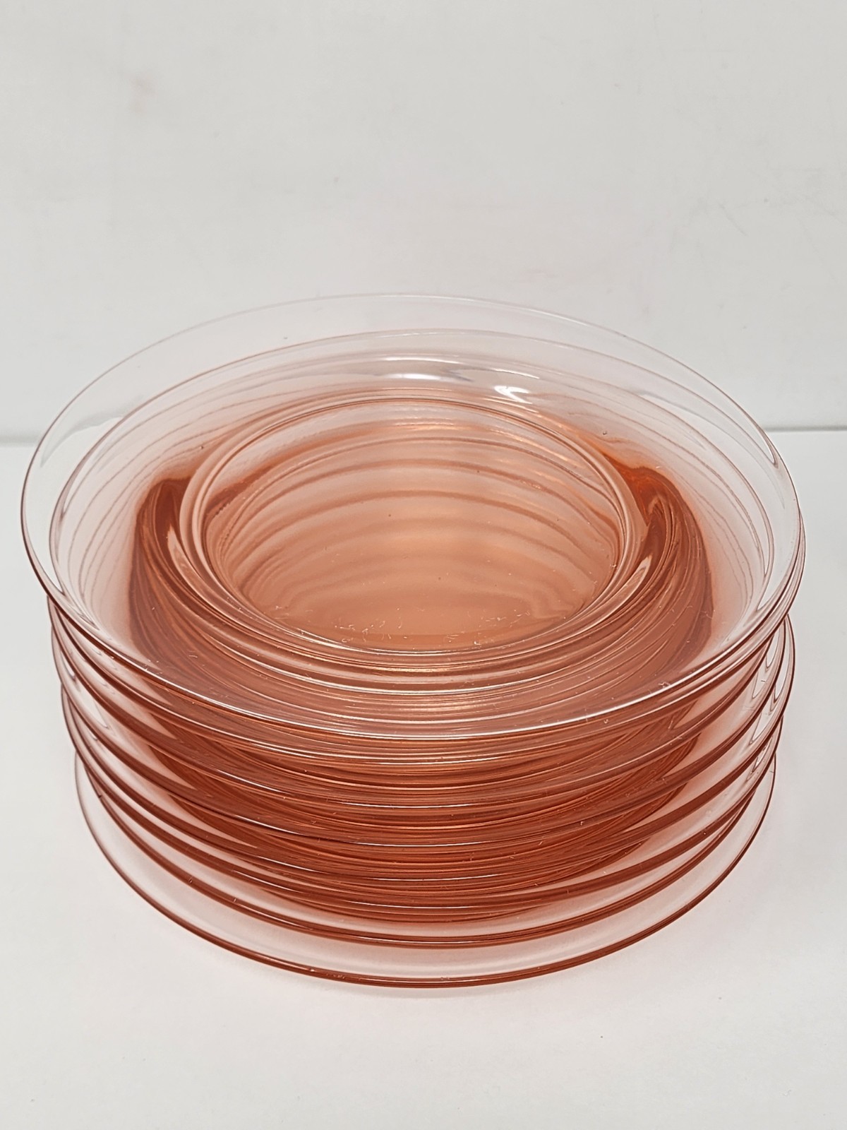 Set Of 8 Pink Depression Glass 7.75″ Round Salad Luncheon Plates