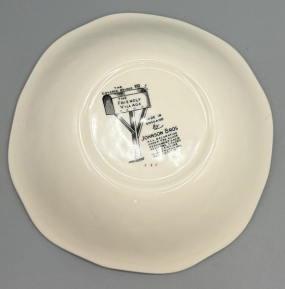 4 Johnson Bros The Friendly Village Covered Bridge Square Cereal Soup Bowls