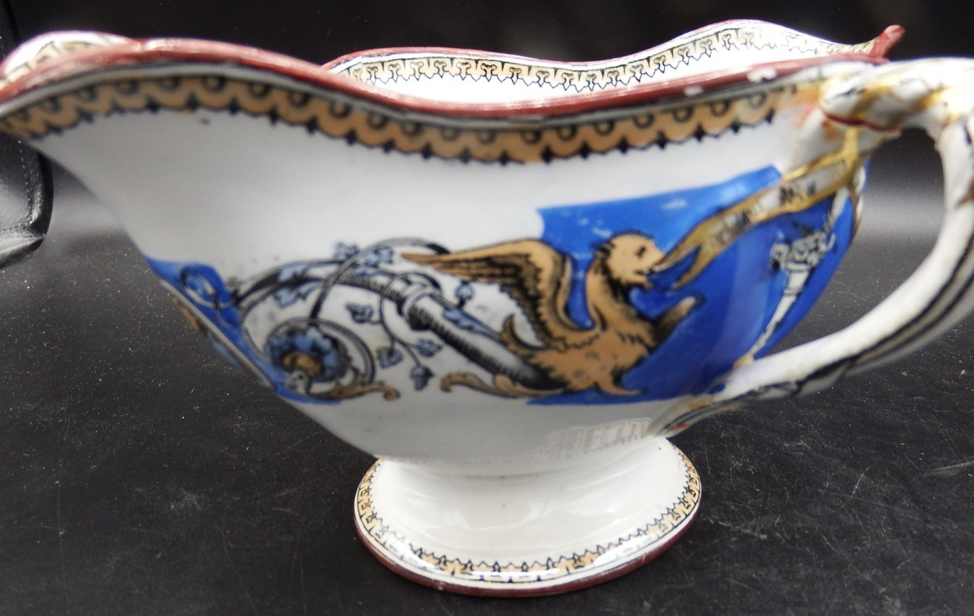 ANTIQUE Neoclassical Royal Worcester Gravyboat c 1850 – repaired handle