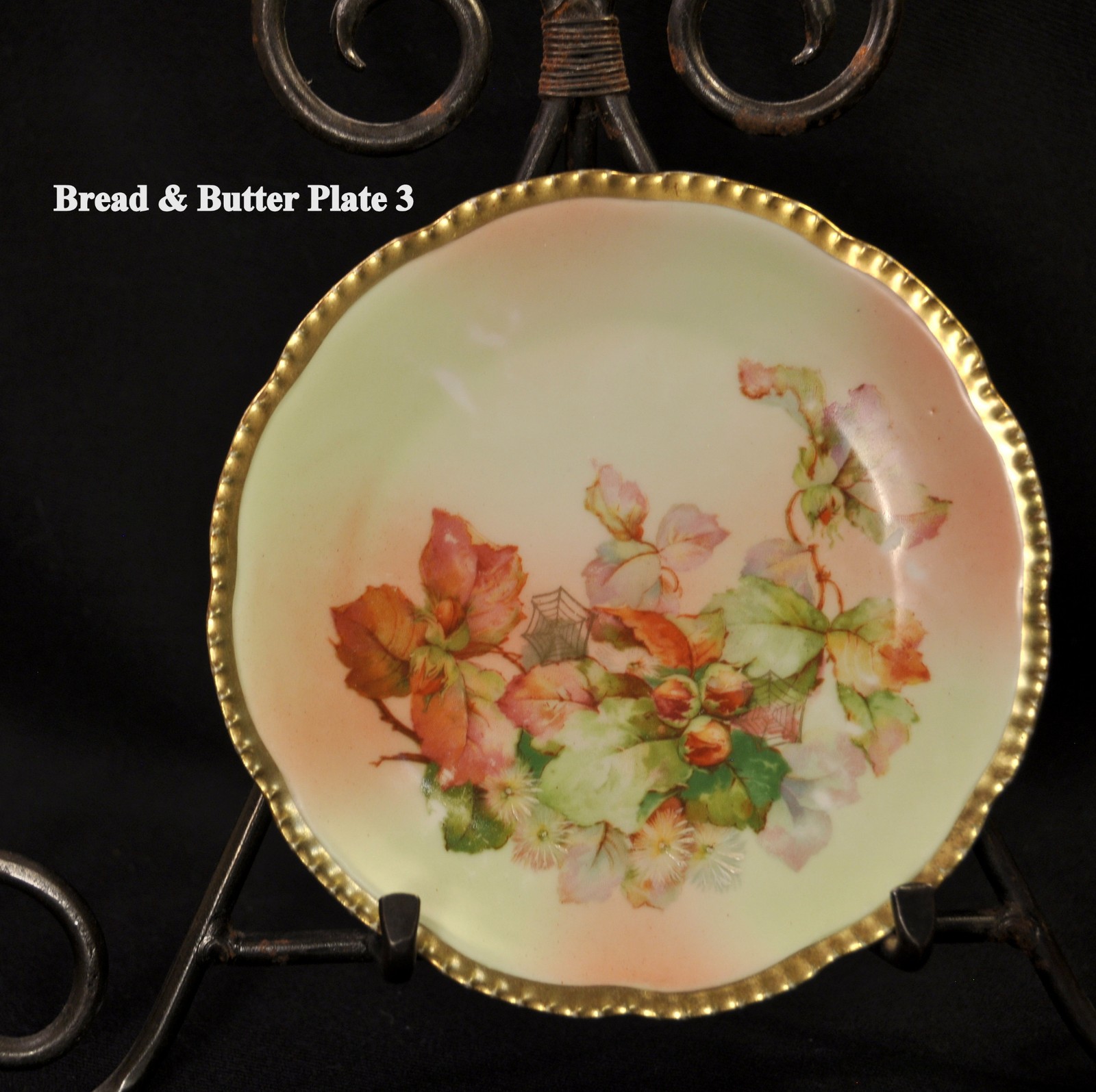 Royal Rudolstadt Beyer Bock 4 Bread Butter Plates 1905-1929 Nuts Gold Spider Web