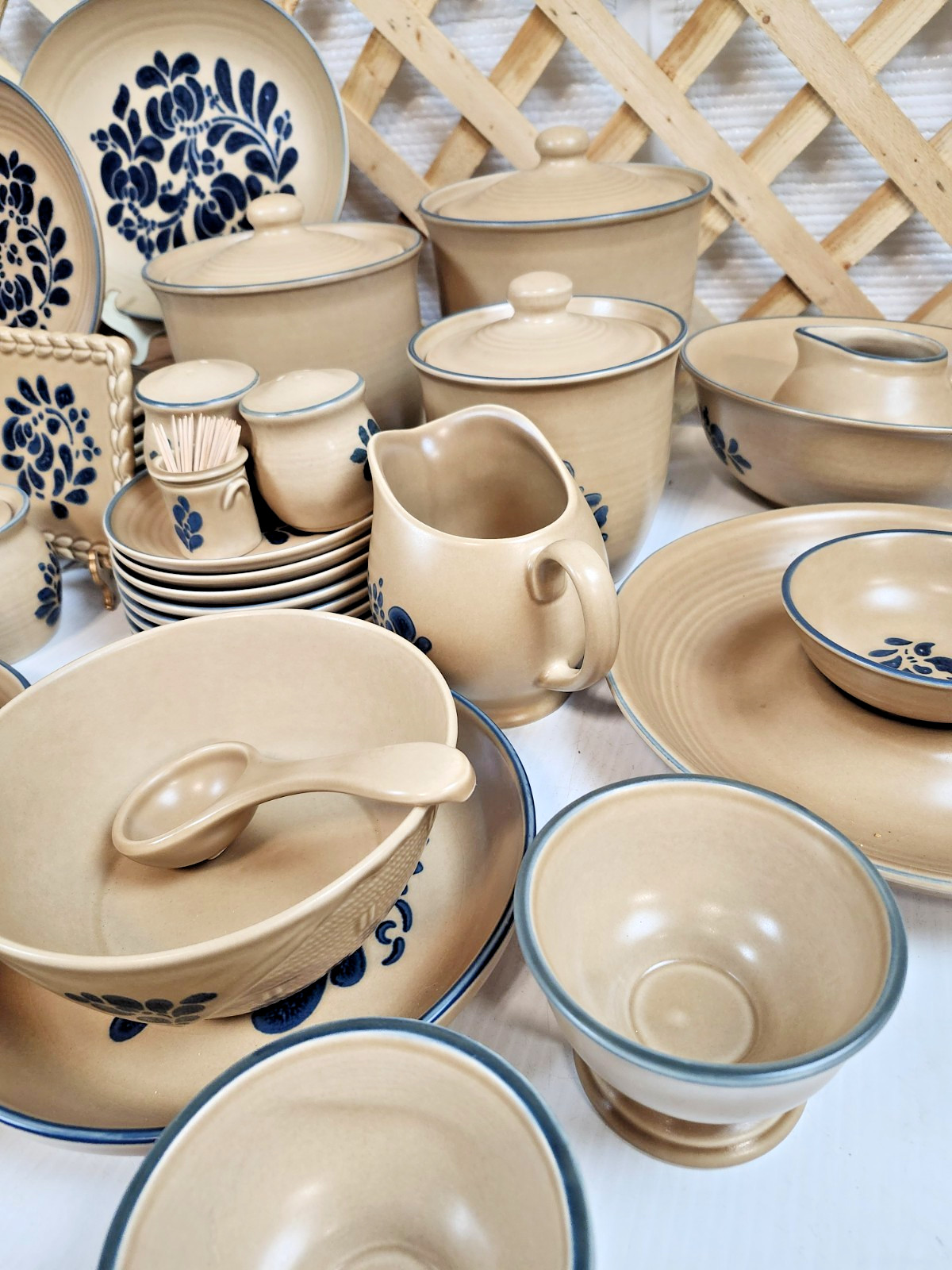 Pfaltzgraff Folk Art Stoneware Blue Tan – Replacement Pieces – Choose Your Item