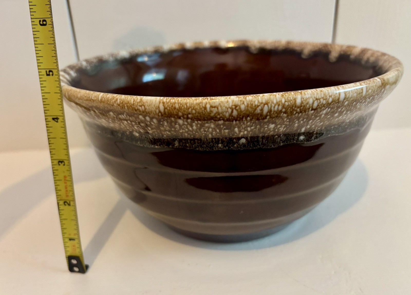 Vintage Mid Century Brown Drip Glaze USA Bowl