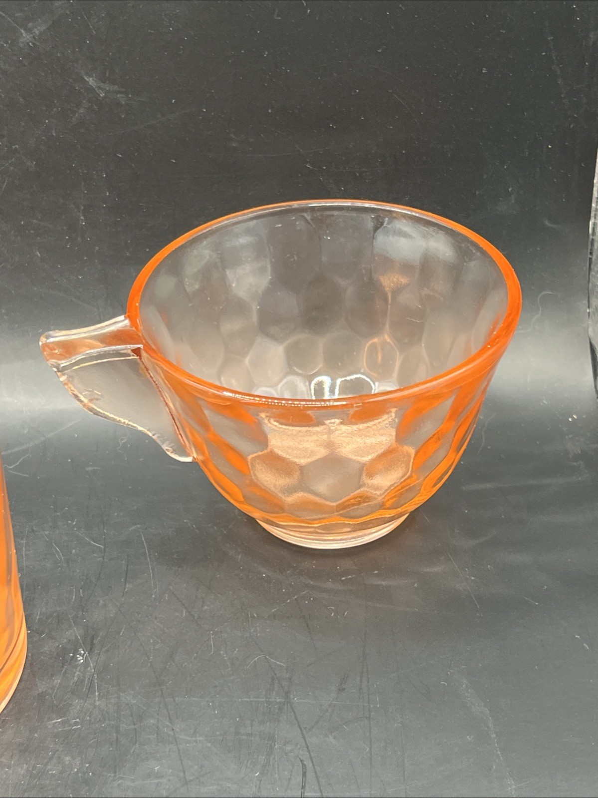 Jeannette Glass Hex Honeycomb Pink Depression Sugar Creamer Tea Grandmillenial