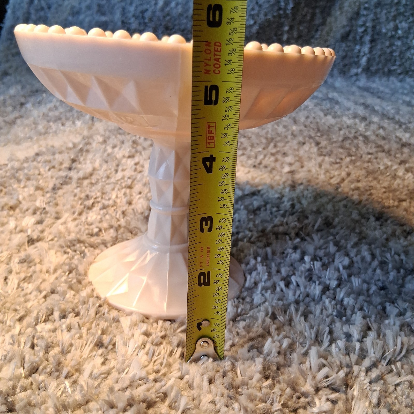 Jeannette Shell Pink Milk Glass Footed Bowl Pedestal Compote Candy Dish