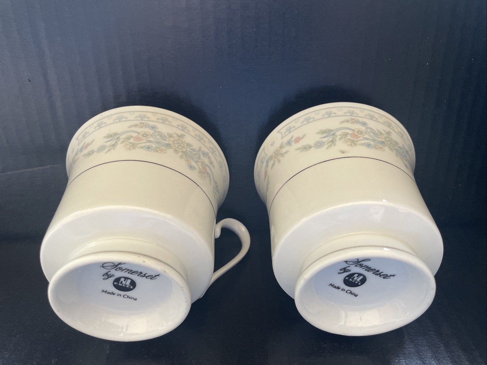 Two Tea Cups Somerset By NL Excel Coffee China floral porcelain Antique Vintage