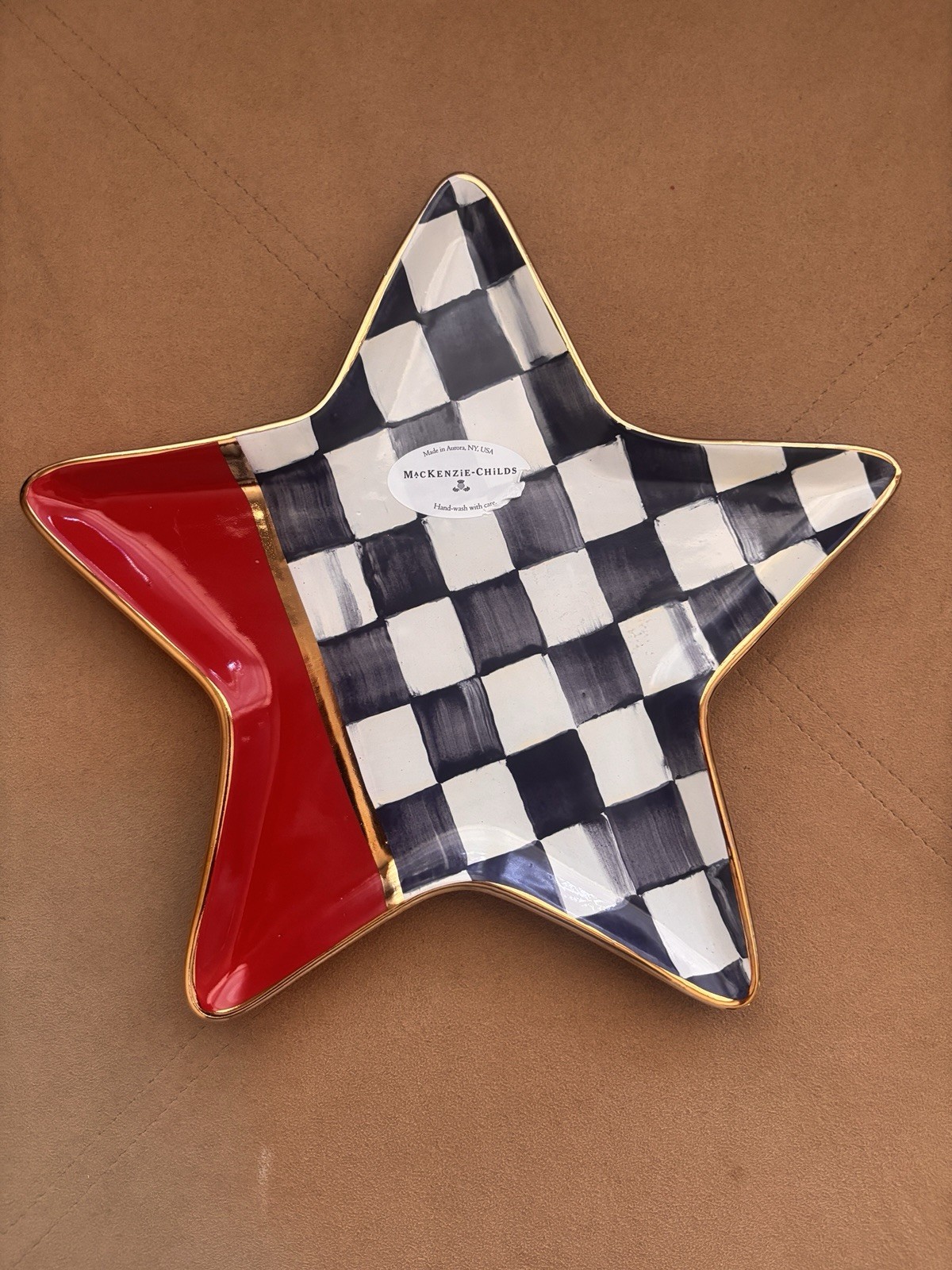 MacKenzie-Childs Hand-Painted Ceramic Star Platter / Dish Semiquincentennial 9.5