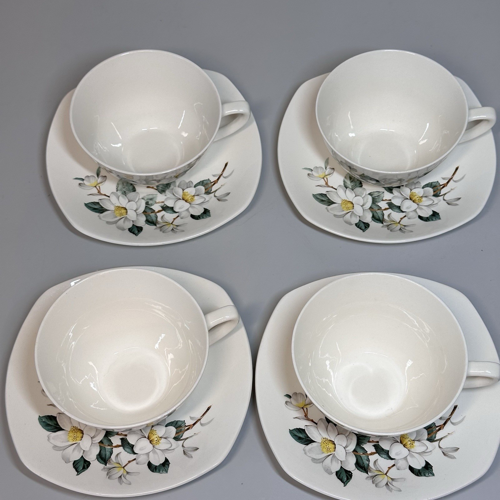 Vtg Midwinter Stylecraft Camelia cups & saucers fashion shape MCM MOD EUC 6oz