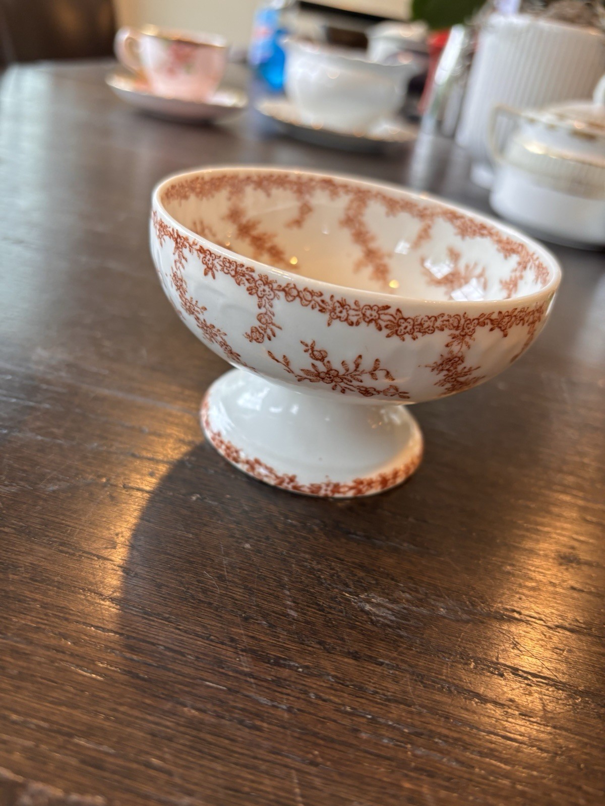 Set Of 4 Vtg Transferware Footed Compote Bowls
