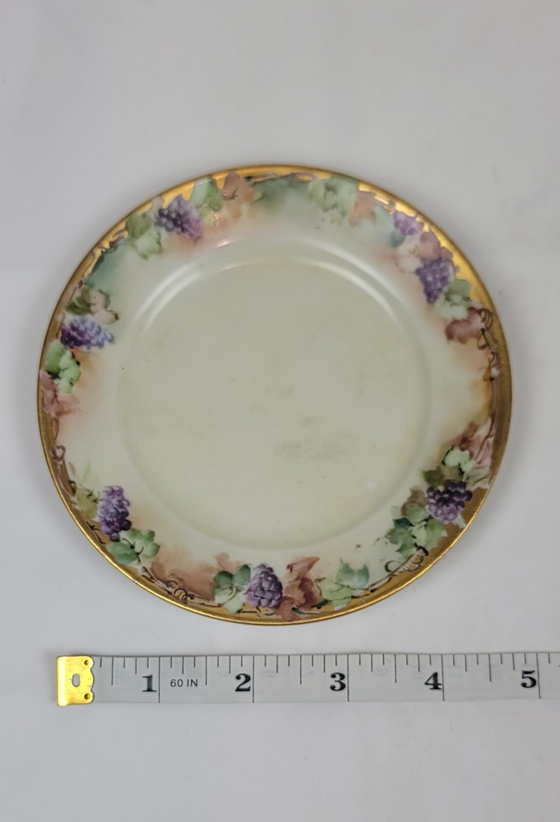 Vintage Limoges France Dessert Plate Hand Painted Grapes Gold Gilded