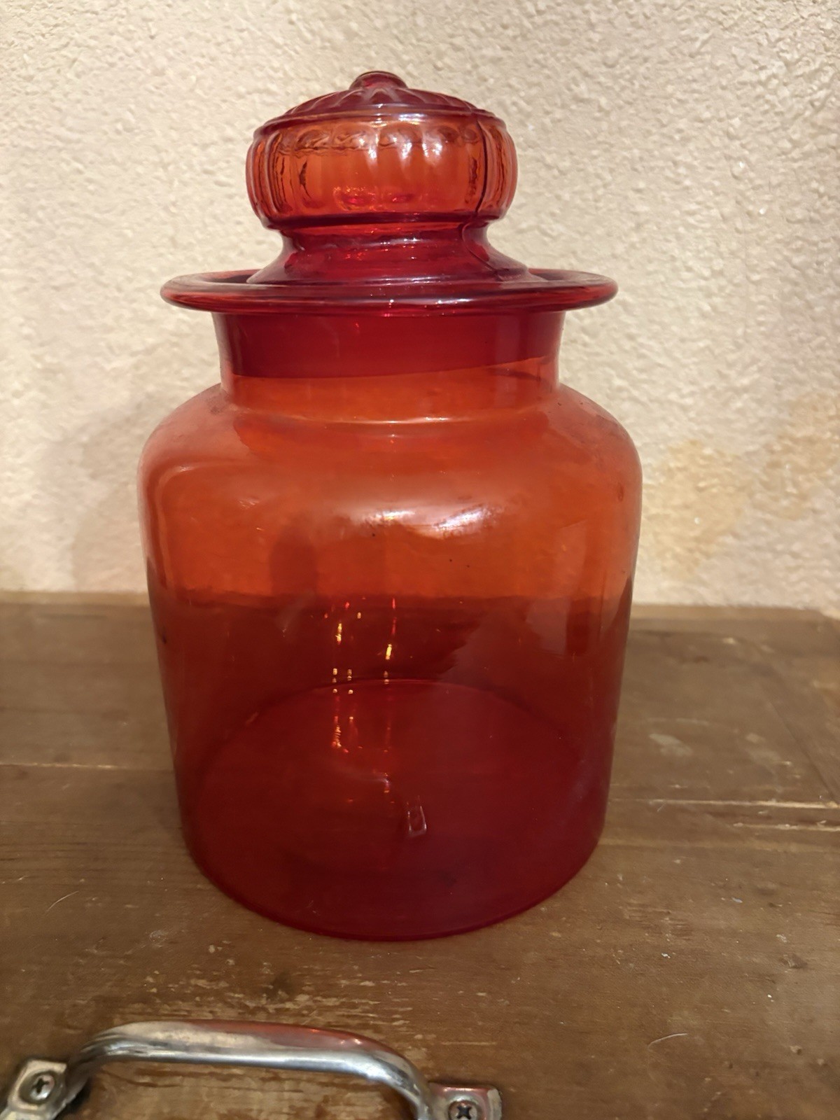 Red Glass Cylinder Jar with Snap Lid