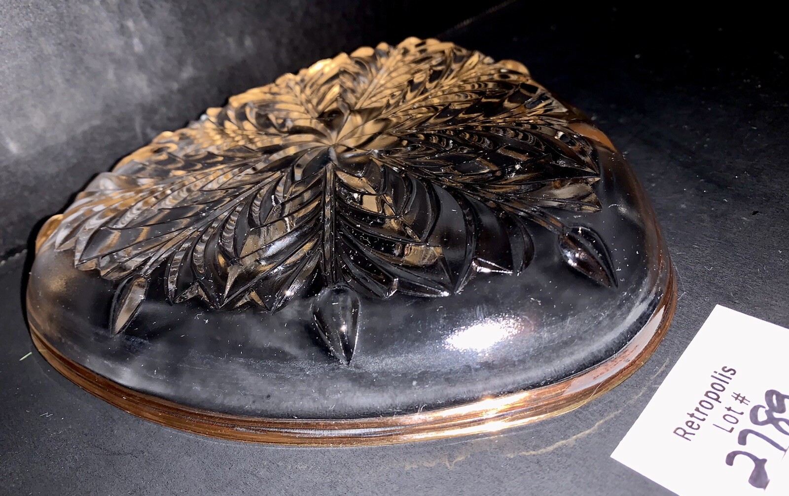 7 Jeannette Glass Plates FEATHER Gold Trim Candy Nut Dishes Vintage