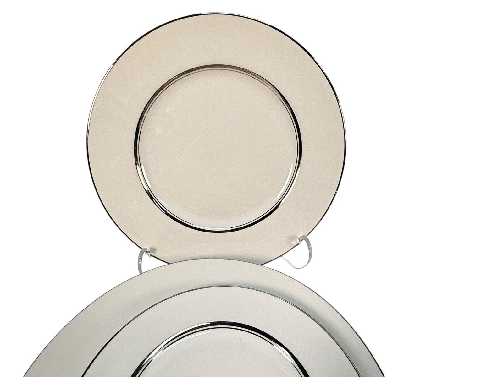 Vintage Flintridge China Mirador Bon-Lite Platinum Trim Dinnerware Set 29pc MCM