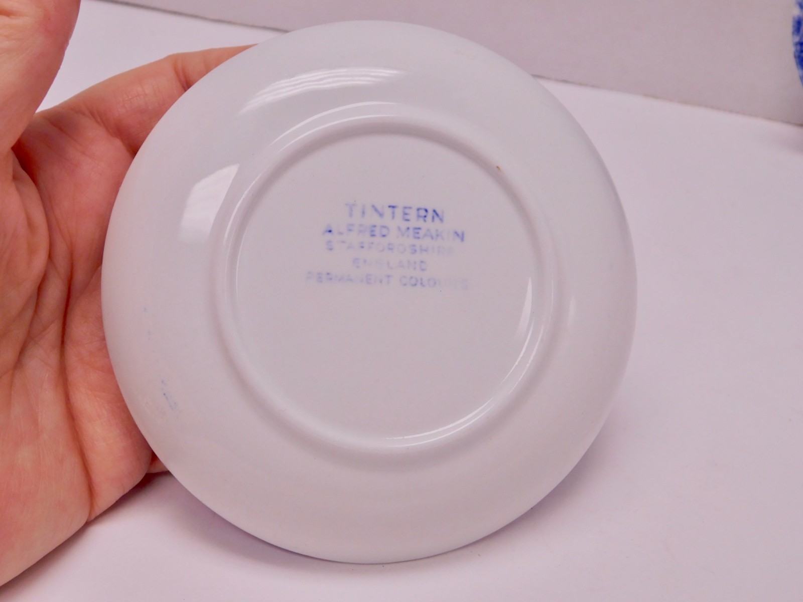 2 Antique VTG Alfred Meakin Blue Transferware Tintern Coasters Butter Pats