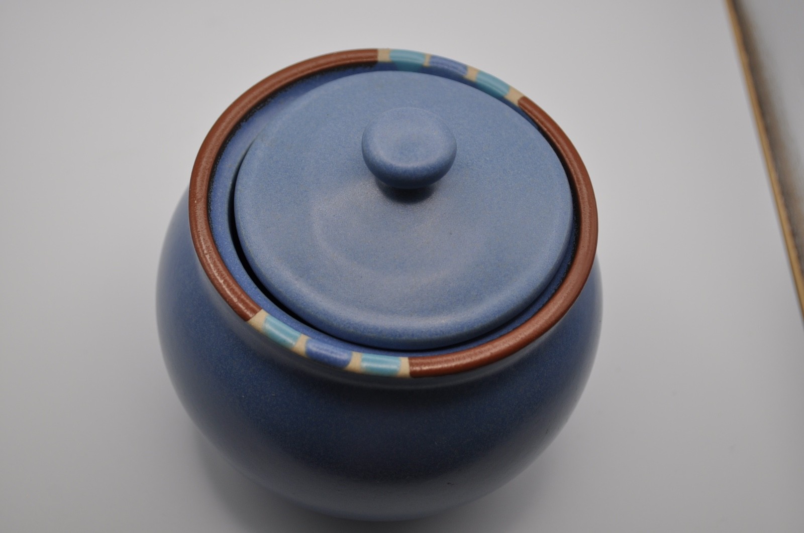 Dansk Sky Blue Mesa SUGAR BOWL W/LID Portugal-Scandinavian Design-2 Pc