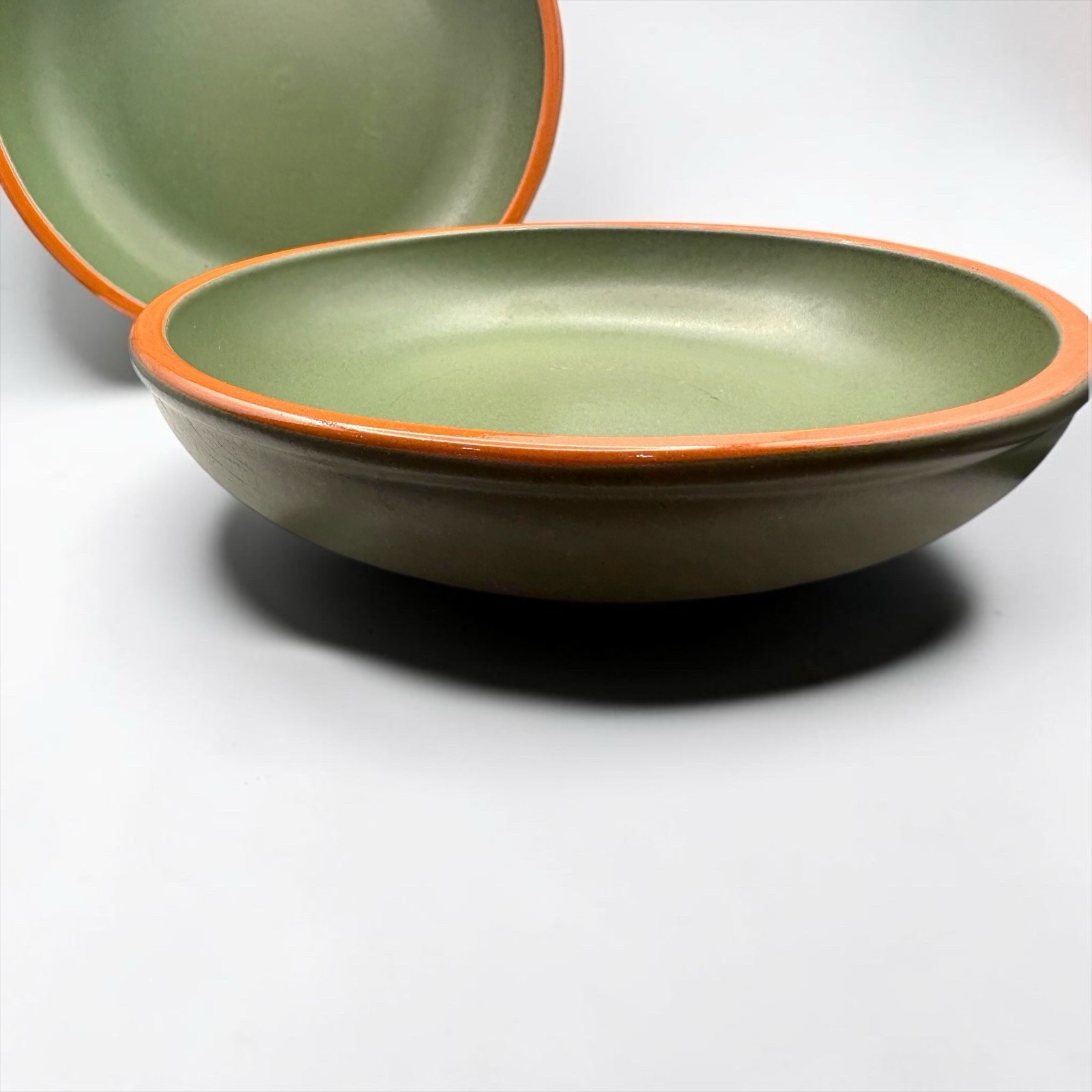 Casa Verde WSP Set Of 2 Stoneware 7.5” Bowls Terracotta w/ Green Glaze EUC HTF