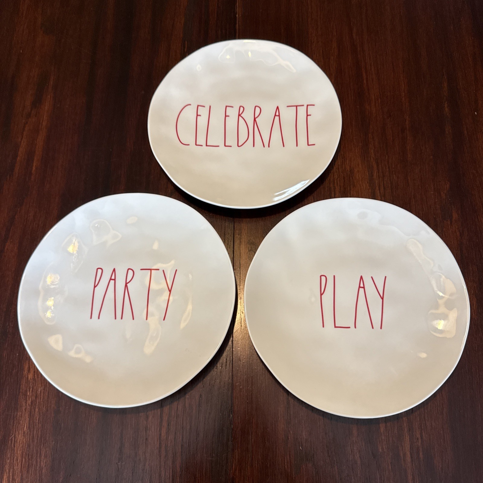 Rae Dunn by Magenta- Set Of 3 Picnic Salad Plates – Celebrate Party Play – 8 in