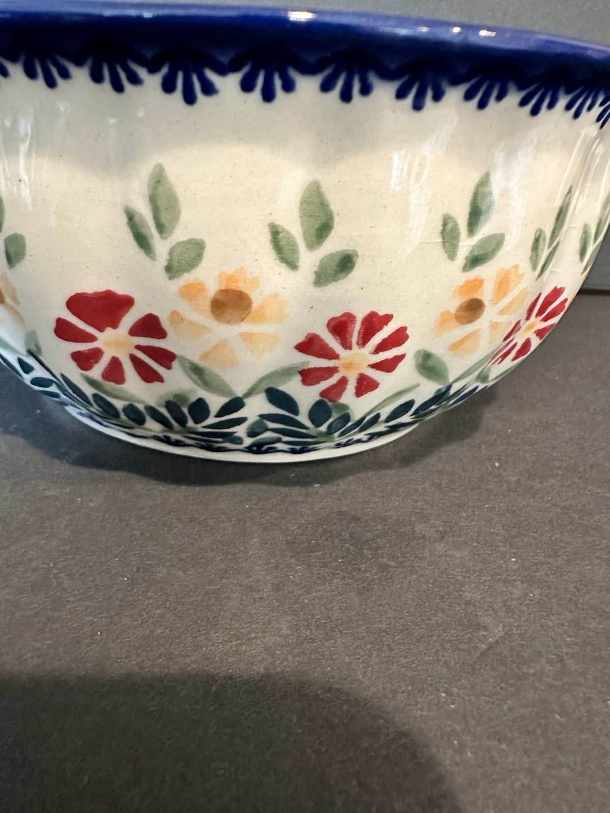 Polish Pottery Bowl Floral Small Serving 6.5” Diameter Made In Poland