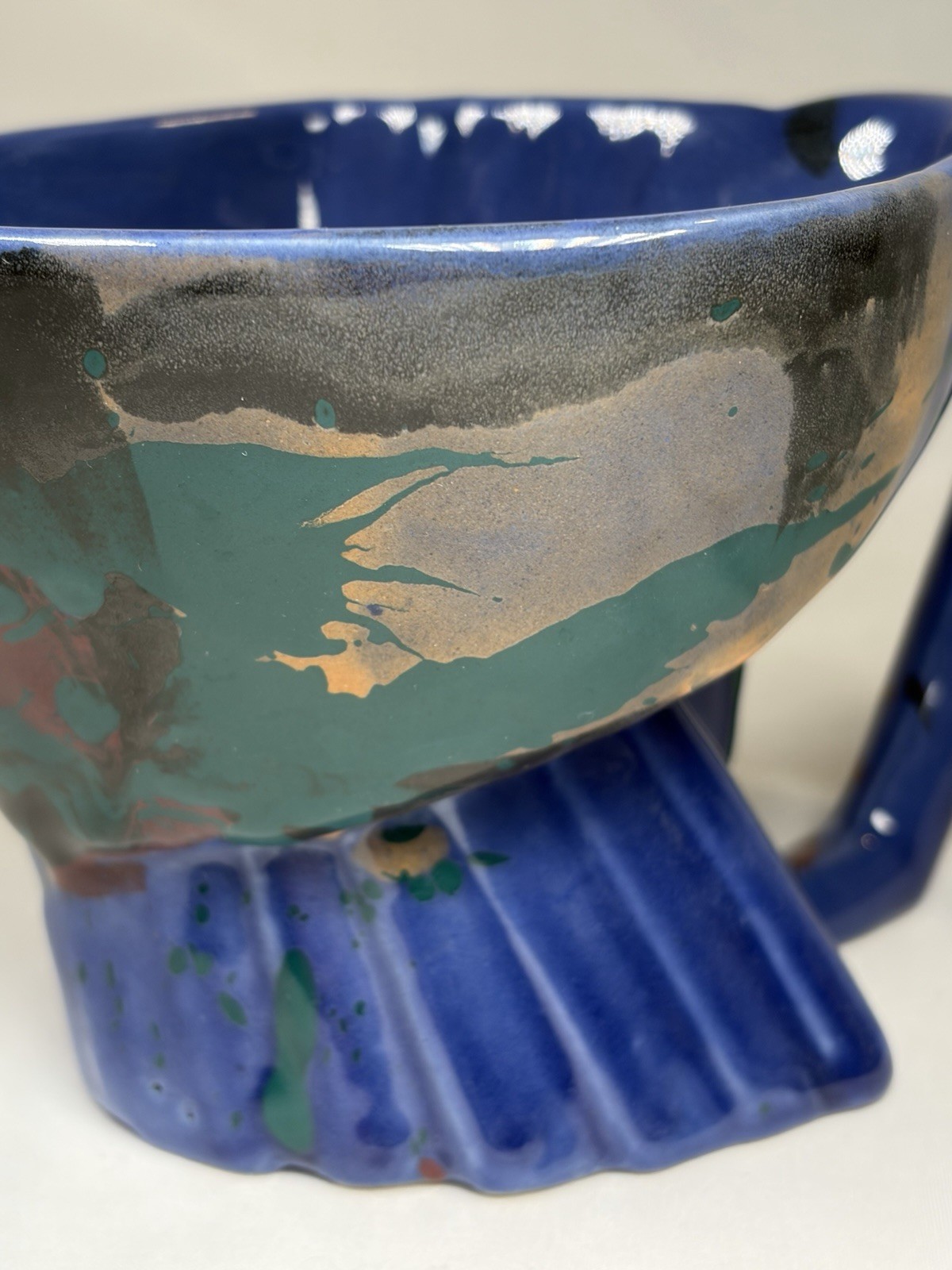 RARE CHARLES NALLE Studio Art Pottery Mug ABSTRACT Contemporary Splatter Multi