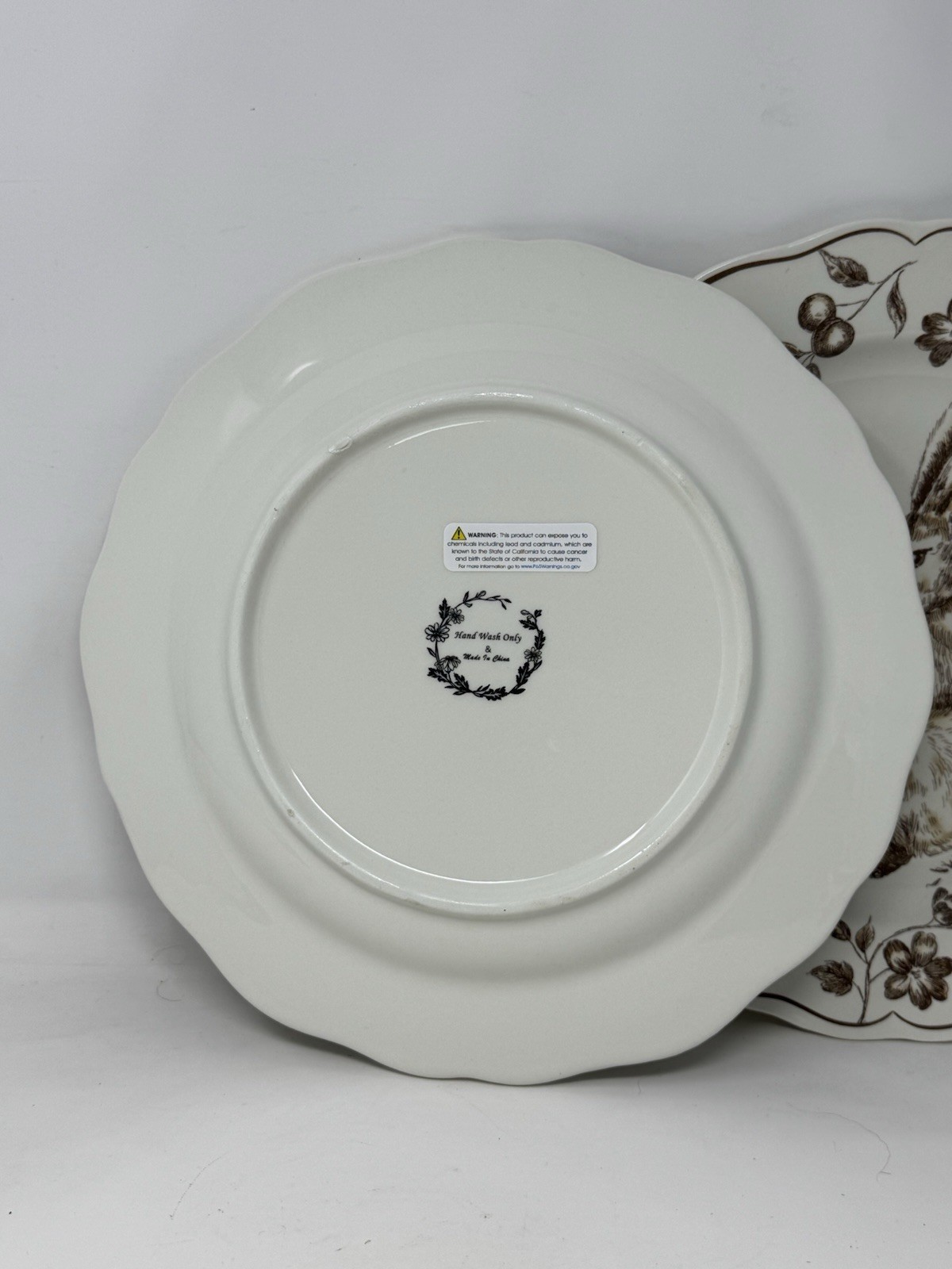 2 New Maxcera Toile Bunny Brown Rabbit Easter 11 1/2 Plates VHTF