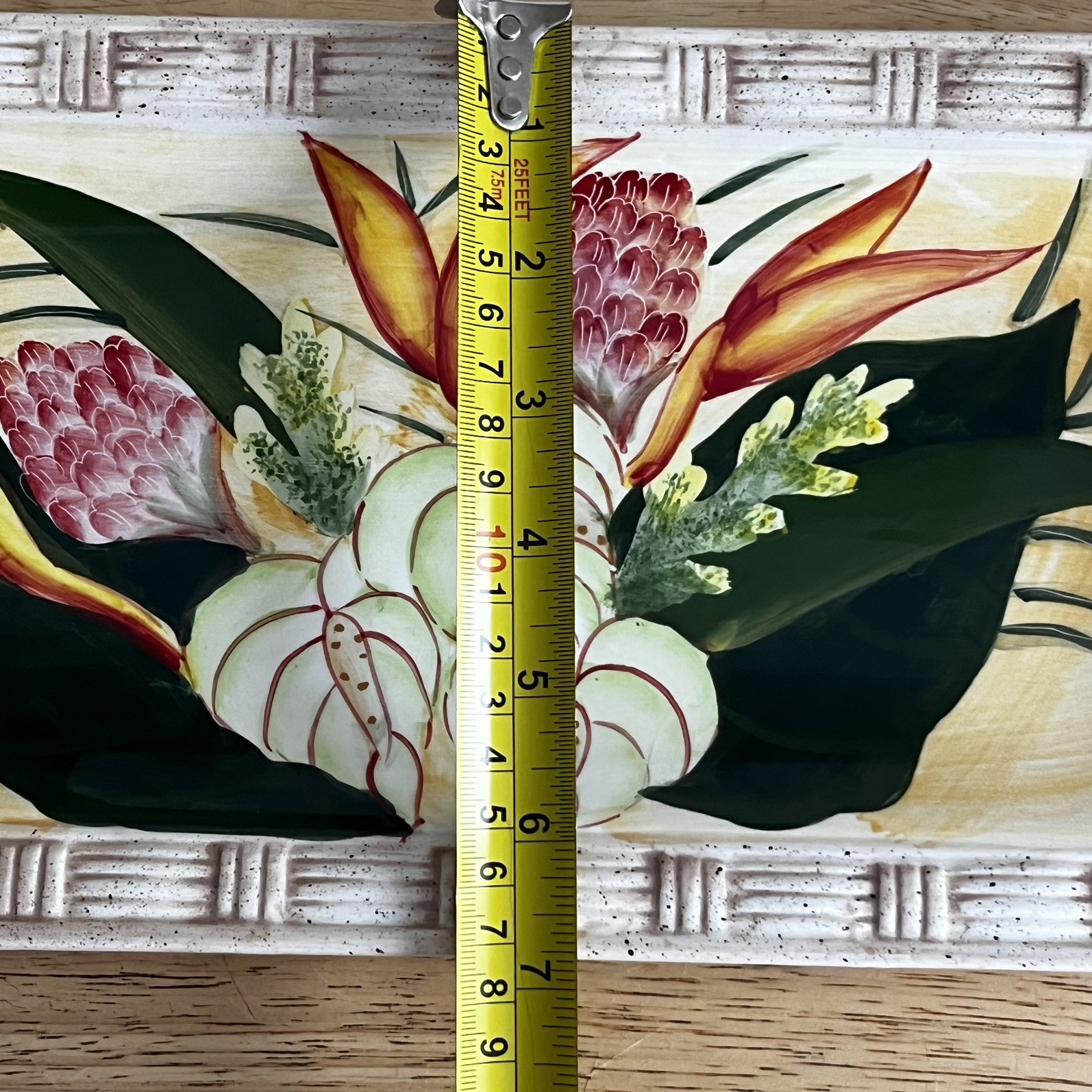 Jayson Imports Bird of Paradise Tropical Floral Ceramic Serving Platter Tray