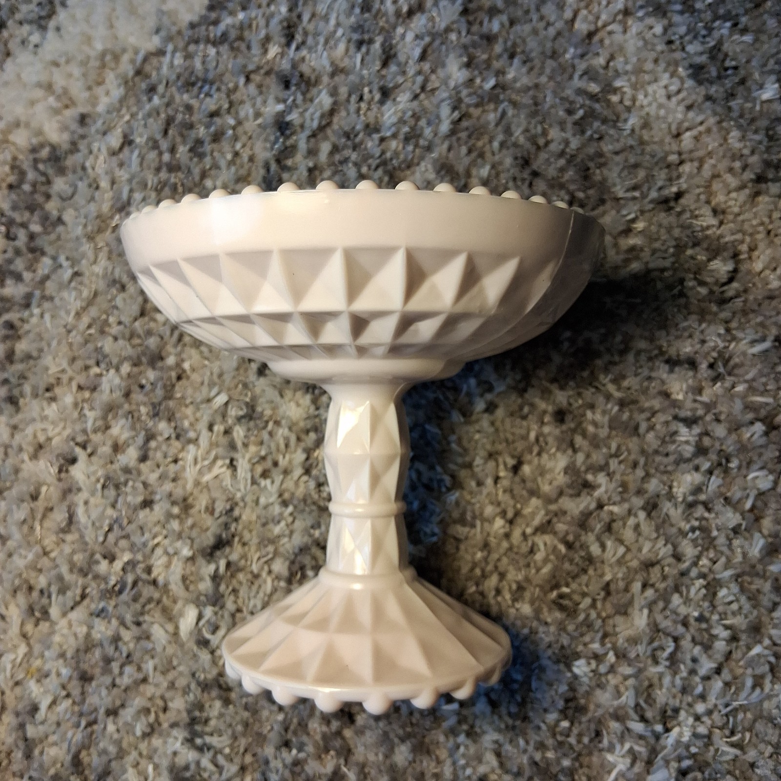 Jeannette Shell Pink Milk Glass Footed Bowl Pedestal Compote Candy Dish