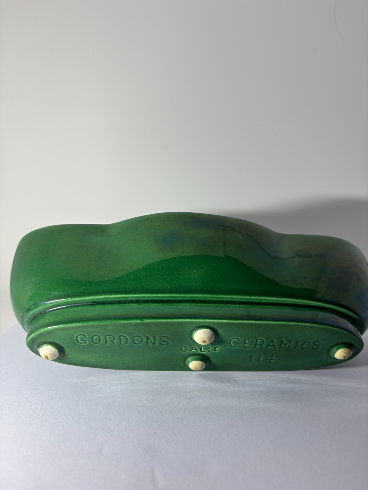 Vintage Gordon’s Ceramics California Green Drip Glaze Console Bowl Planter