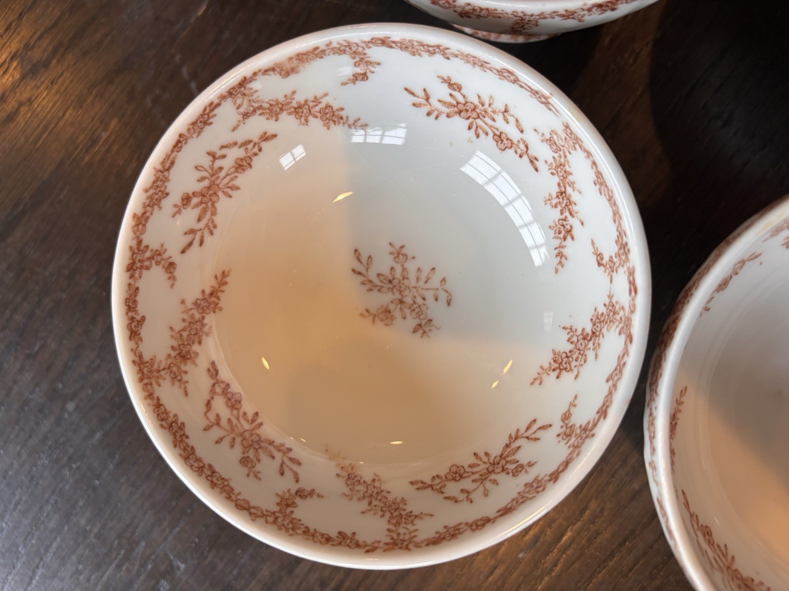 Set Of 4 Vtg Transferware Footed Compote Bowls