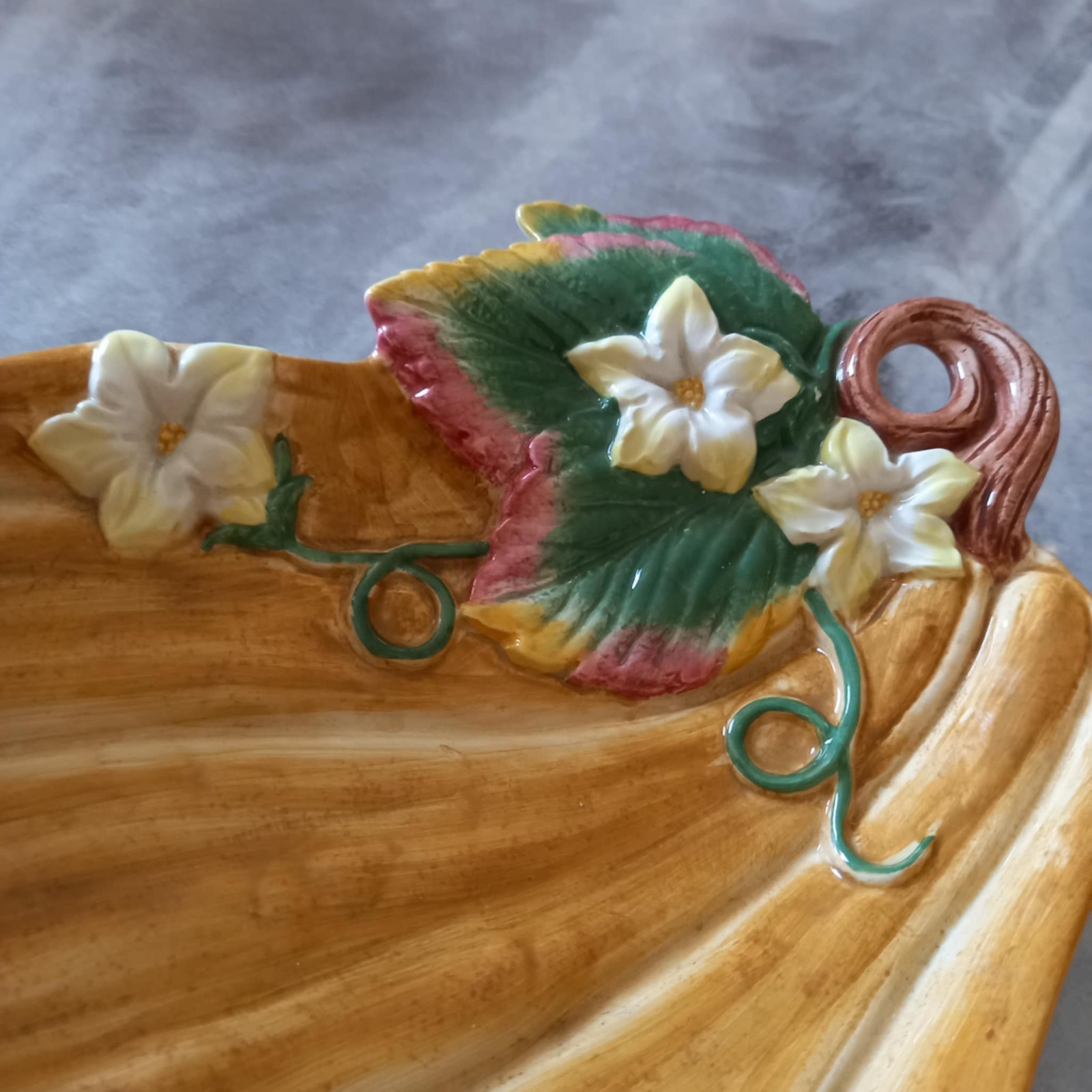 Fitz & Floyd Gardening Gourmet Pumpkin Plate Canapé Appetizer Cottagecore 9.25”
