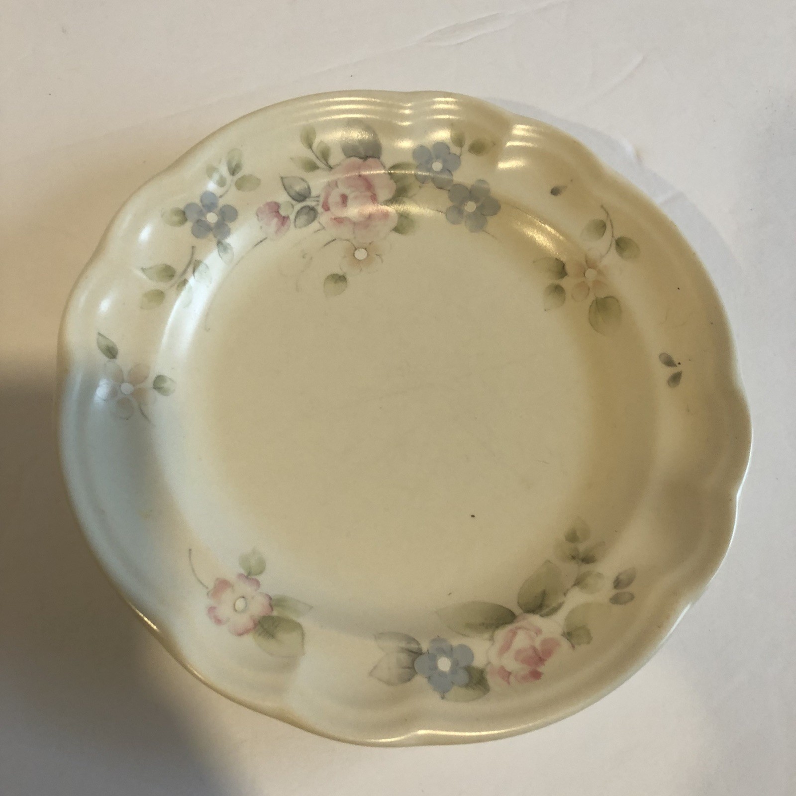 Vintage Pfaltzgraff Tea Rose Salad Plates 7.25″ USA Stoneware Ivory Set of 5
