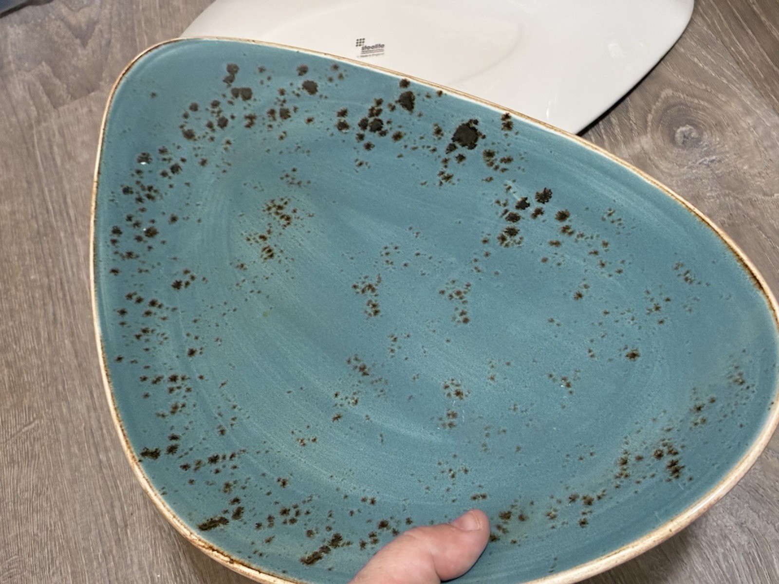 Steelite Blue Dapple Oval Serving Platters Set of 3 England Restaurant China