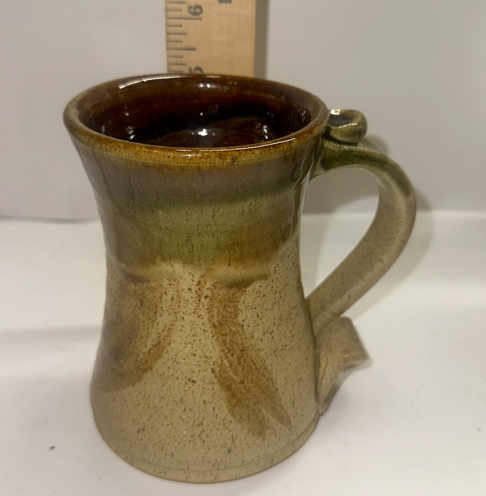 Cory Plott North Carolina Studio Pottery Mug Earth Tone Glazed Stoneware Signed