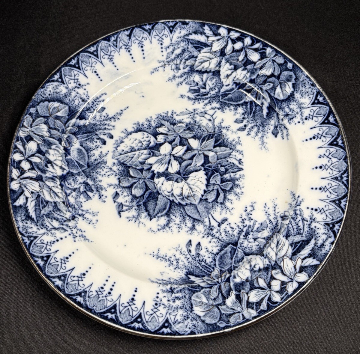 2 Antique Rare K G Keller Guerin Luneville France VILOETTE Flow Blue 7” Plates