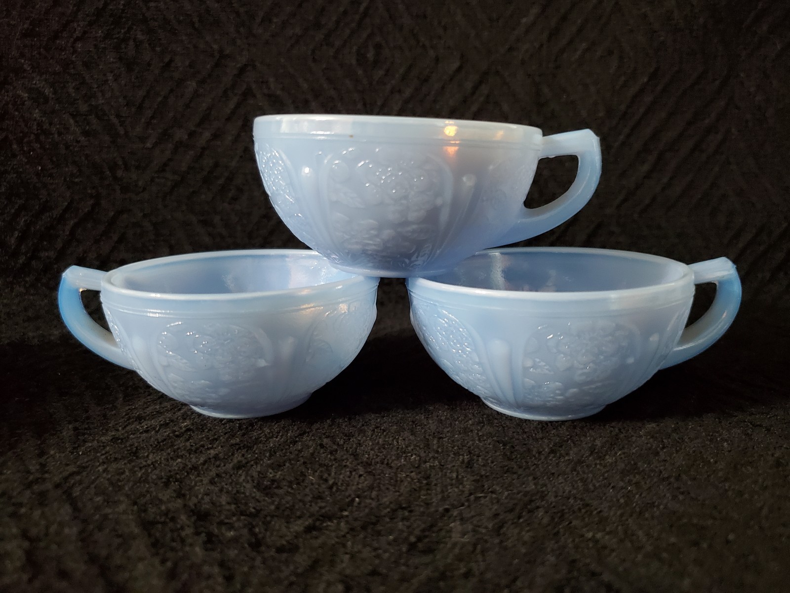 13 Piece Jeannette Delphite Blue Cherry Blossom Depression Glass Child’s Tea Set