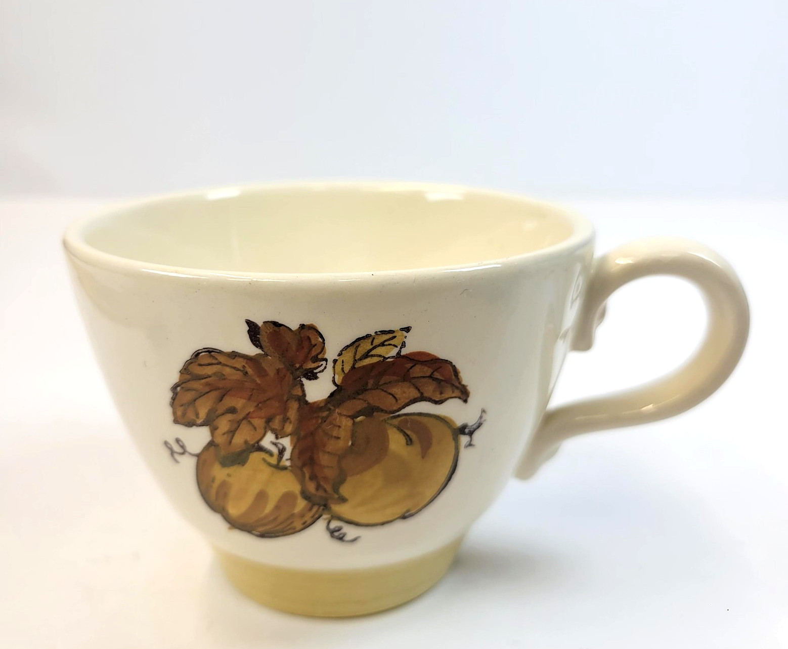 Vintage Metlox Poppytrail Coffee Cup Beige Fruit Motif California Pottery USA