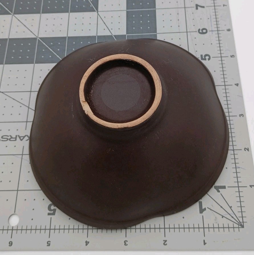 Vtg.MCM Freeform Chocolate & Butterscotch Brown Two Tone Pedestal Bowl-Read Des.