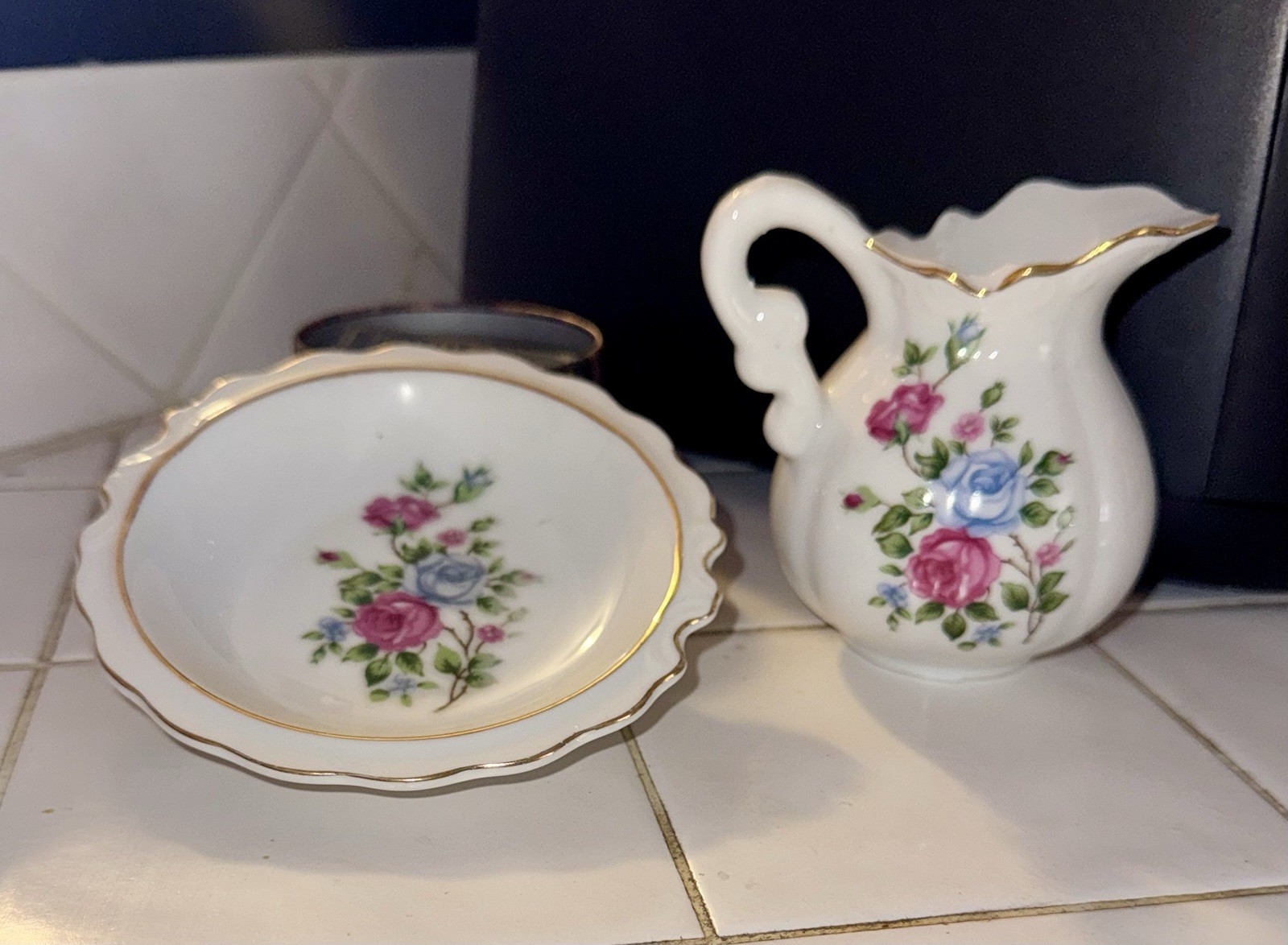 Vintage Royal Crown Porcelain Pitcher/Creamer and Saucer Set