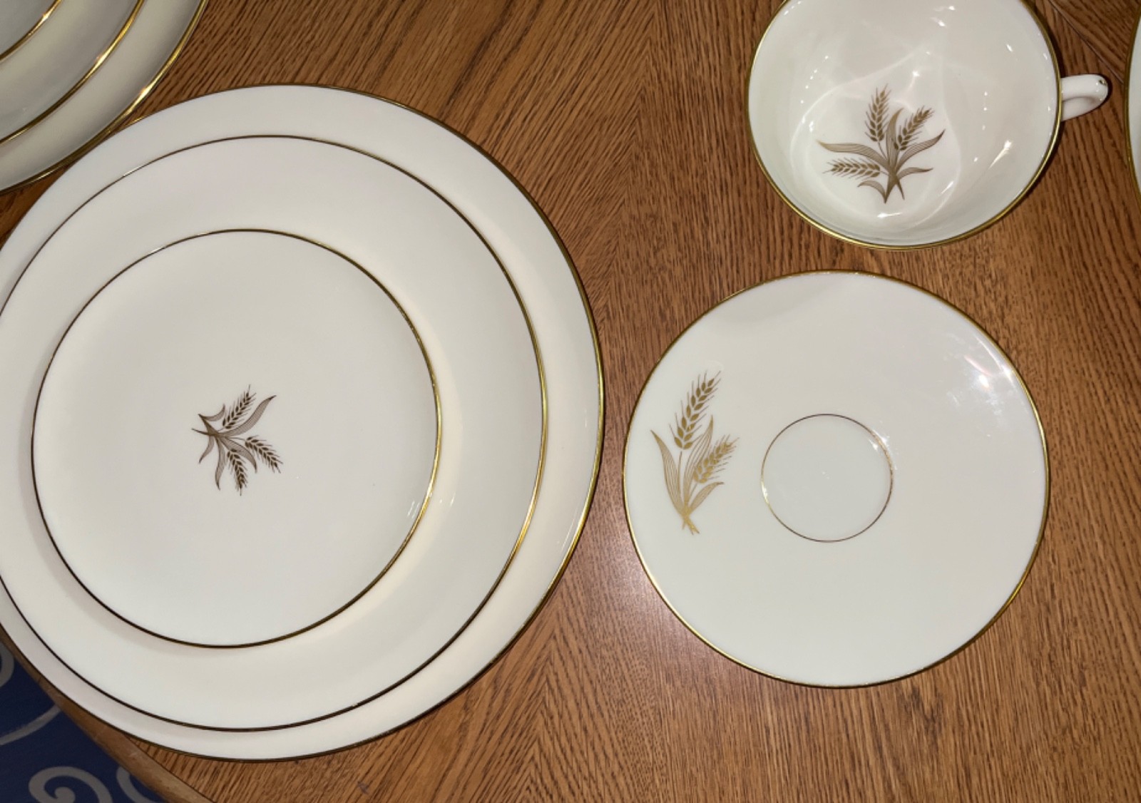 VTG 70 Pcs Wheat by Lenox MCM Ivory Porcelain Dinnerware Platter 24k Gold R 442