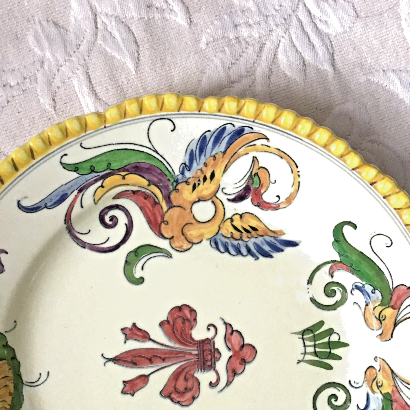 Titian Ware Phoenix 1905 Hand Painted 10” Dinner Plate Pair Adams Ivory England
