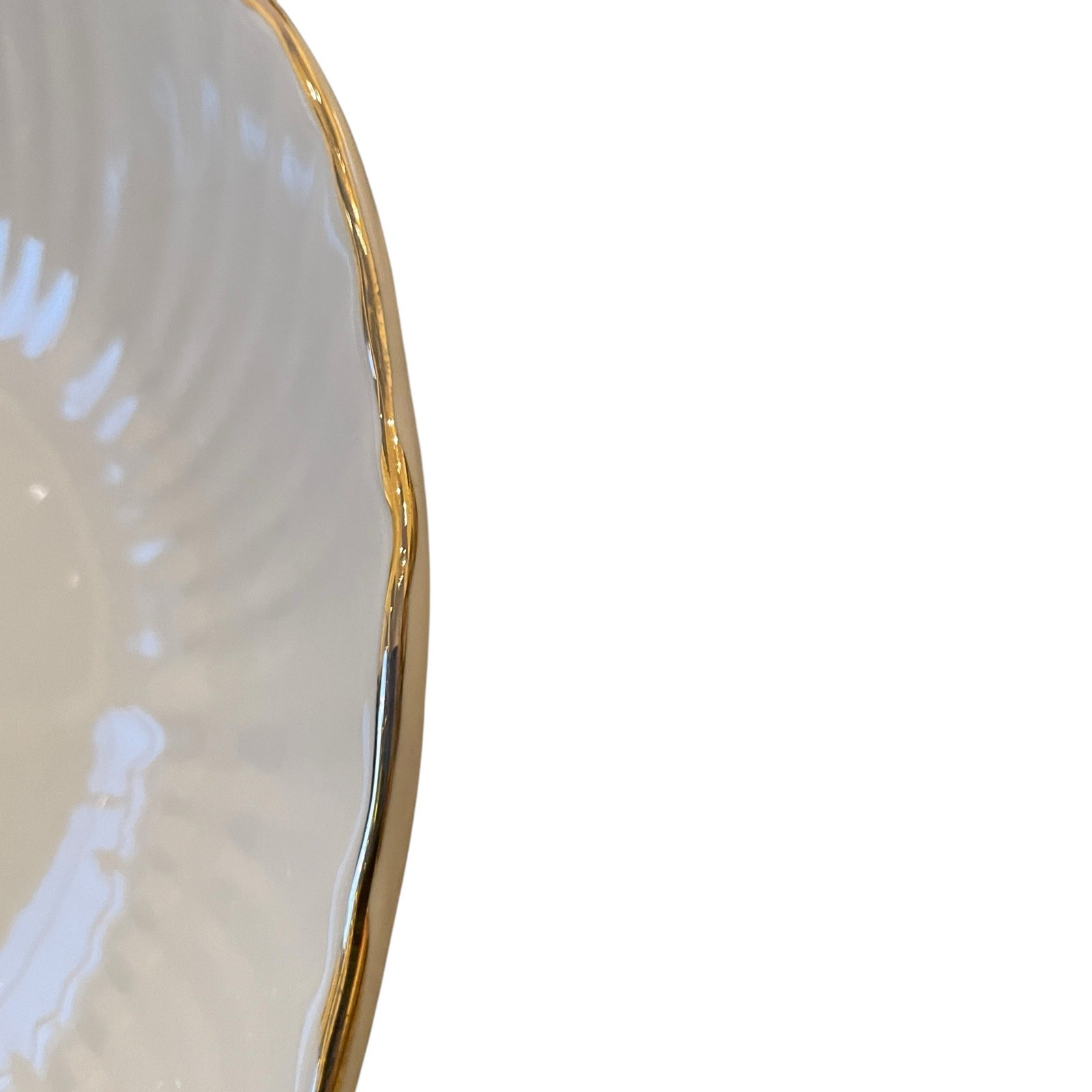 Eaton Fine Dining Porcelain 8.5in Pasta Bowl Set of 4 Aubrey White Gold Trim New