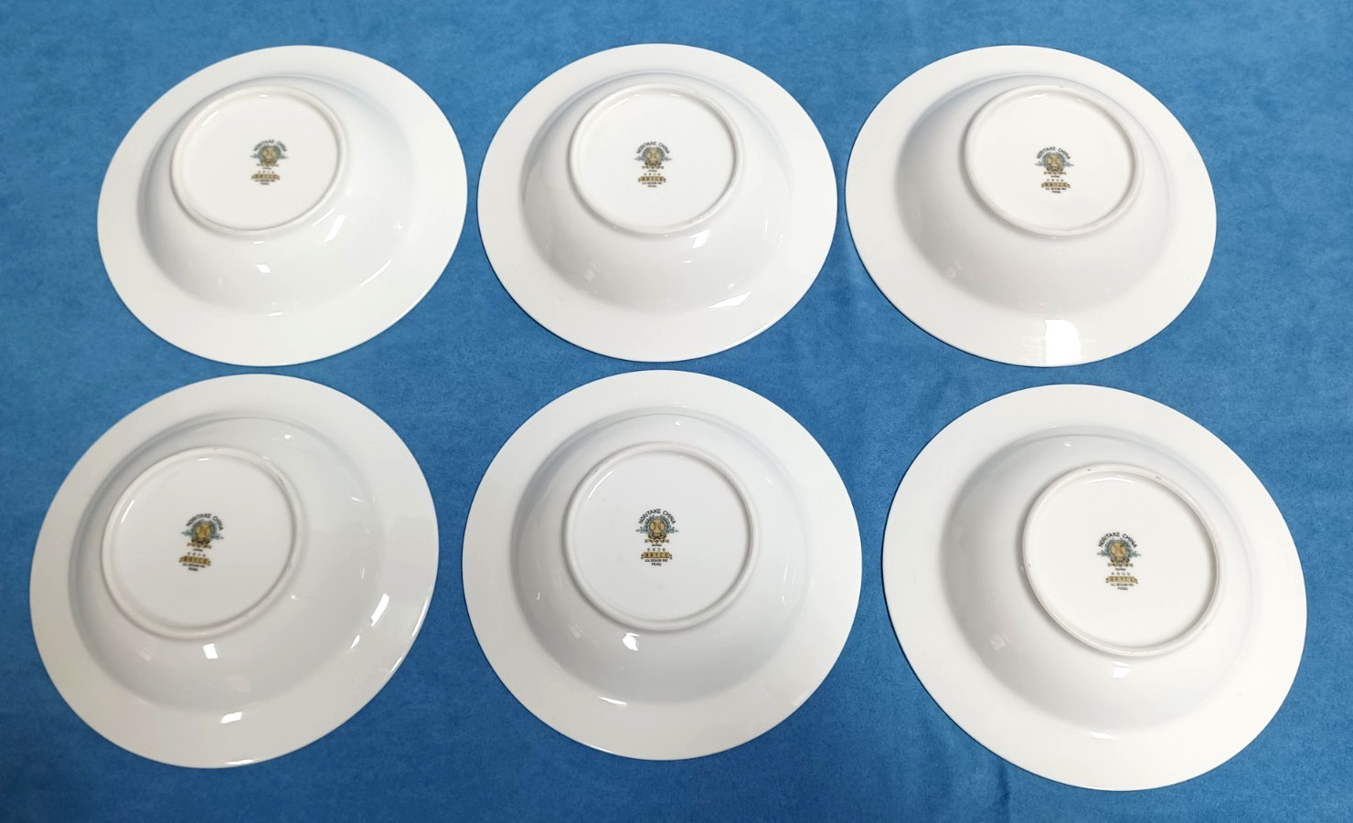 Set Of 6 Noritake Bryce Rimmed Soup Bowls 7 7/8″ Porcelain Platinum Japan VTG