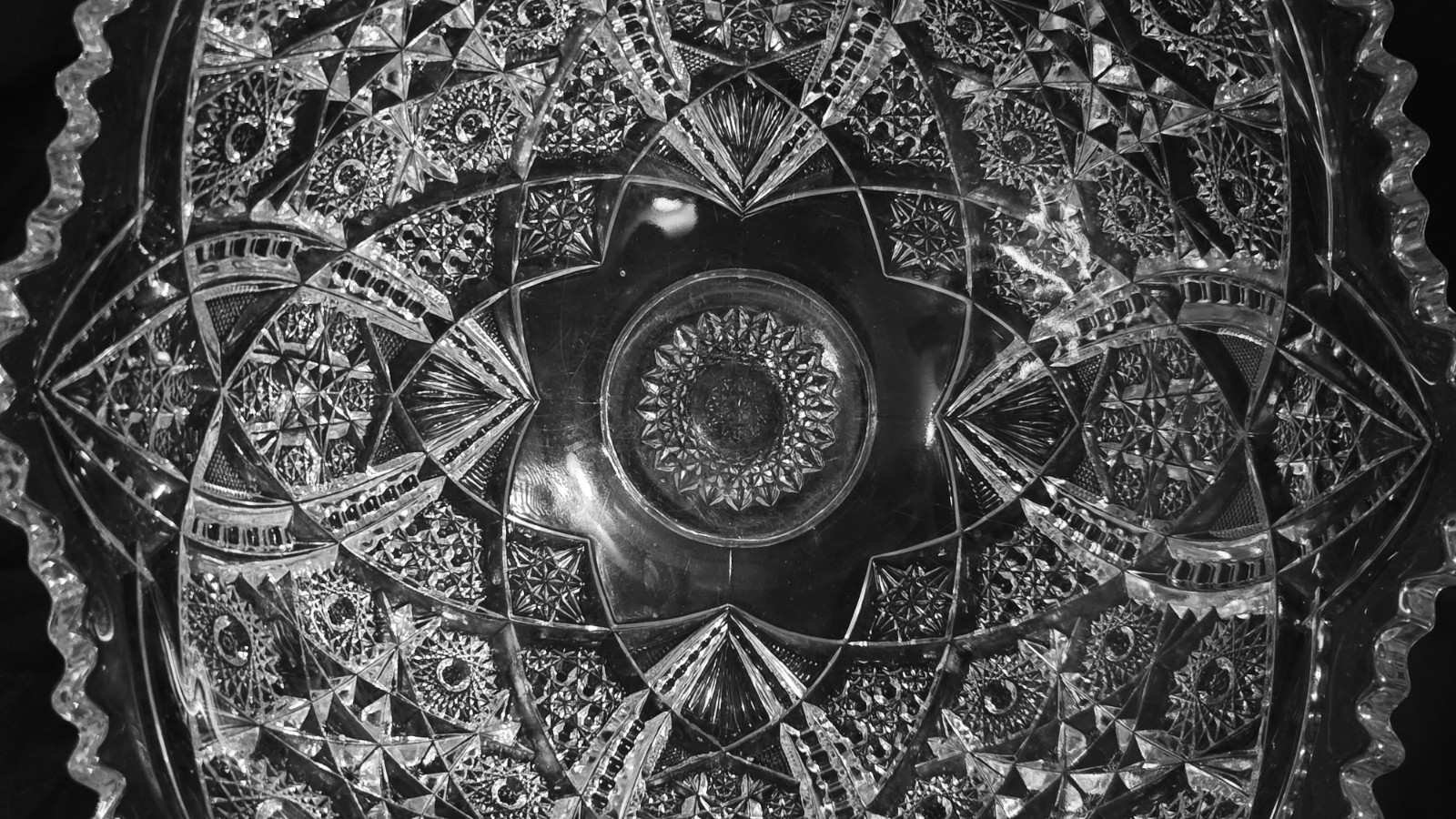 Antique ABP Cut Glass Centerpiece Bowl 13″ Huge Heavy 10lb Hobstar Crystal