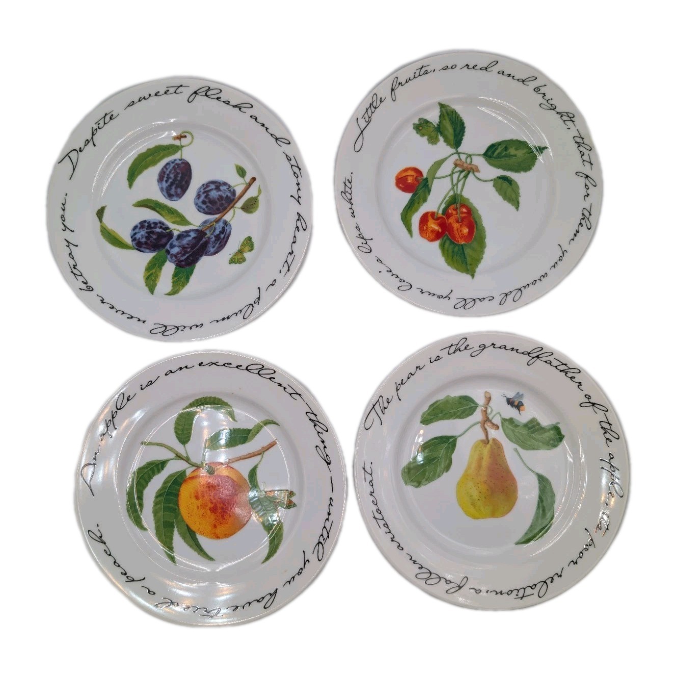 Dessert Fruit Plates Williams Sonoma Orchard Suite Pear Peach Plum Cherry